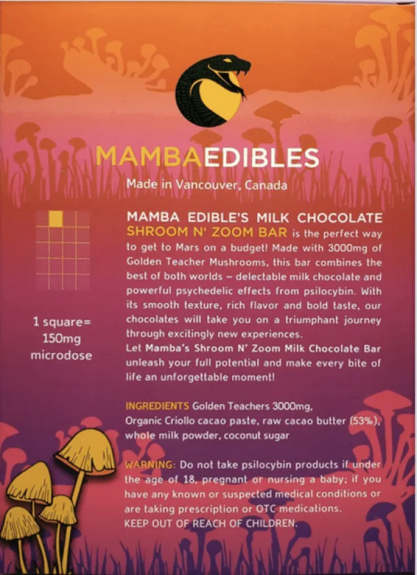Mamba Milk Chocolate Shroom N’ Zoom Bar (3000MG) - Image 2